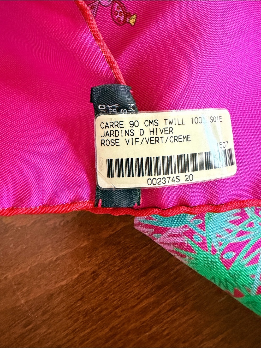 Hermès Paris Carré 90 Jardins d’Hiver Silk Scarf Pink Green - Picture 3 of 4